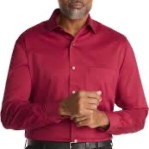 Van Heusen Men's Lux Sateen Cranberry Red Long sleeve size 16.5